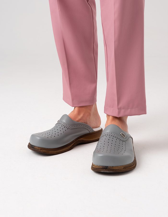 Orthopedic 100% genuine leather clogs - Grey