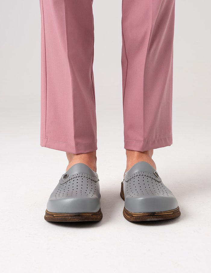Orthopedic 100% genuine leather clogs - Grey