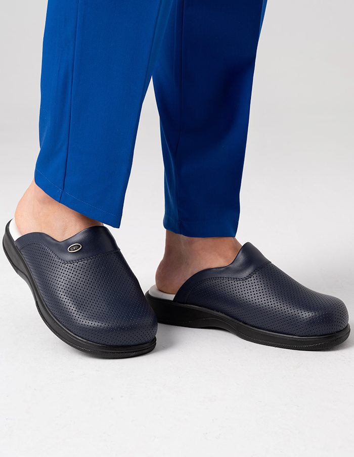 Classic orthopaedic leather clogs - Dark blue