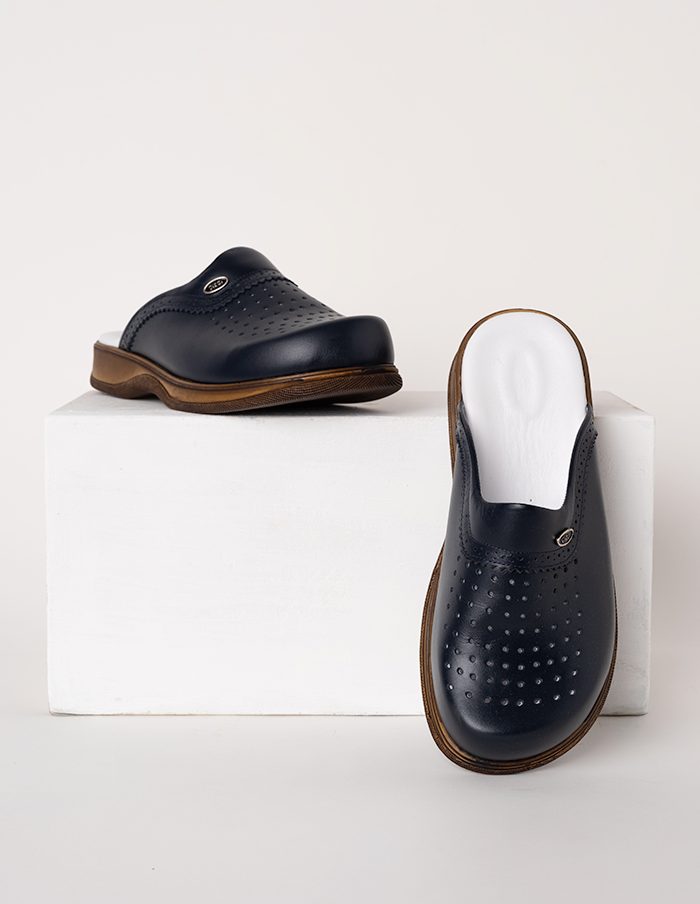 Orthopedic leather sabot - Dark blue